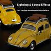 1/32 Volkswagen Beetle Alloy Die-cast Car Model Sound and Light Bring Back Pull Function Vehicle with Base Ornament Children's Gift