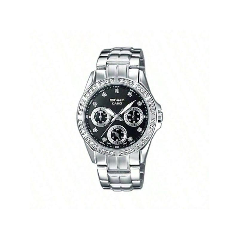 Casio SHEEN Series Watch SHN-3013D-1ADF, with Stainless Steel Bezel Set with Diamonds