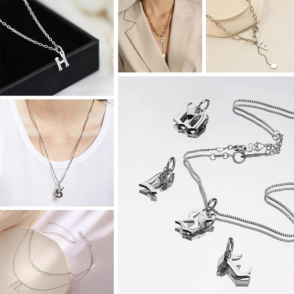 2 Sets 201 Stainless Steel Charms Alphabet Stainless Steel Color Laser Cut Letter A~Z 10~13x6~14x1mm Hole: 1mm 26pcs/set