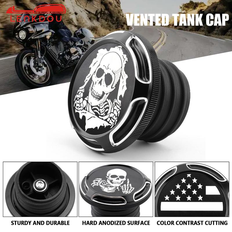 Motorcycle Skull Fuel Tank Cap Cover For Harley Touring Road King Street Electra Glide Softail Fat Boy Dyna Low Rider 1996-2023