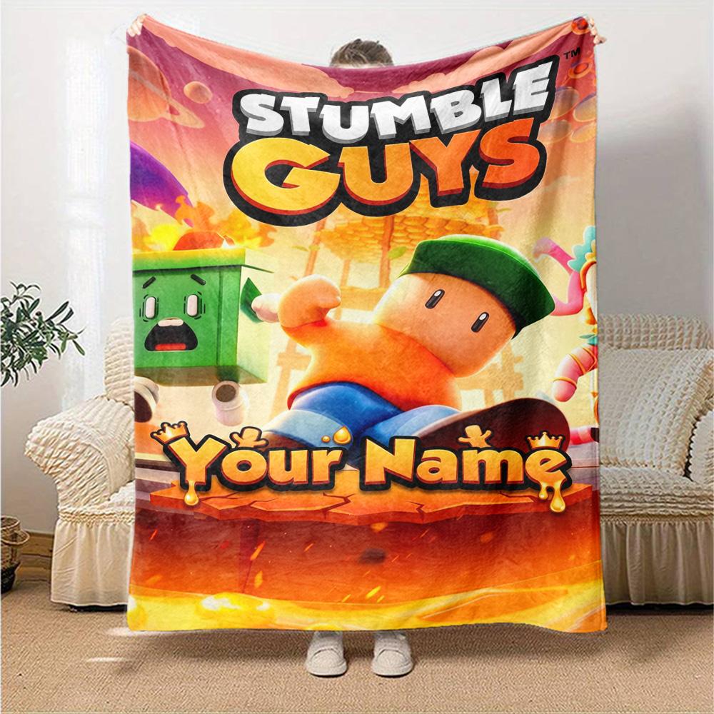 Stumble Guys Personalized Text Blanket Throw Customizable Blanket Durable Comfort Suitable for Seaside Couch Nap Chair for All Occasions