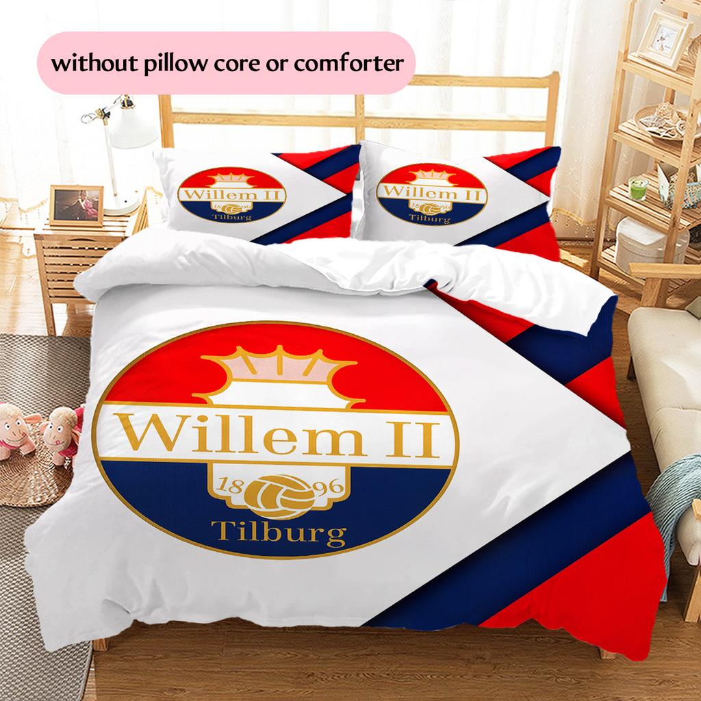 Willem II Tilburg Vzorované povlečení Sada prošívaných přikrývek Domácí dekorace Dárek (1 * povlak na peřinu + 2 * povlak na polštář bez jádra)