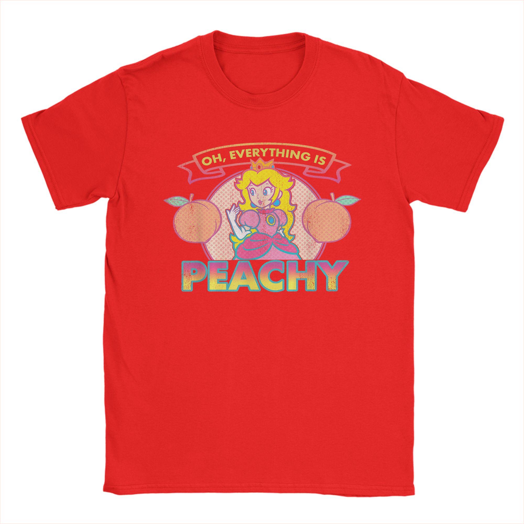 

Super Marios Princess Peach Everything Peachy TShirt for Unisex Vintage 100 Cotton Tees Short Sleeve T Shirts Original Tops S
