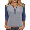 Women's T Shirt Print Button 3/4 Sleeve Daily Weekend Fashion Basic V- Neck Regular Top