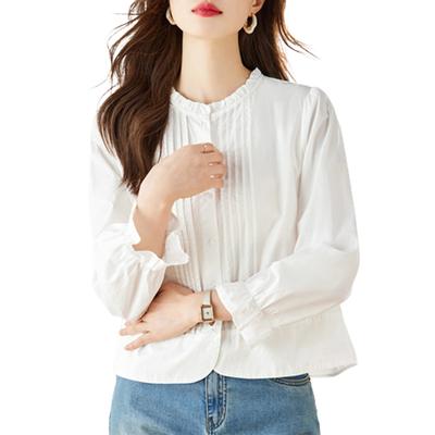 Λευκό Πουκάμισο Γυναικείο Μακρυμάνικο Ανοιξιάτικα Ρούχα Νέο Ευέλικτο Μπλουζάκι