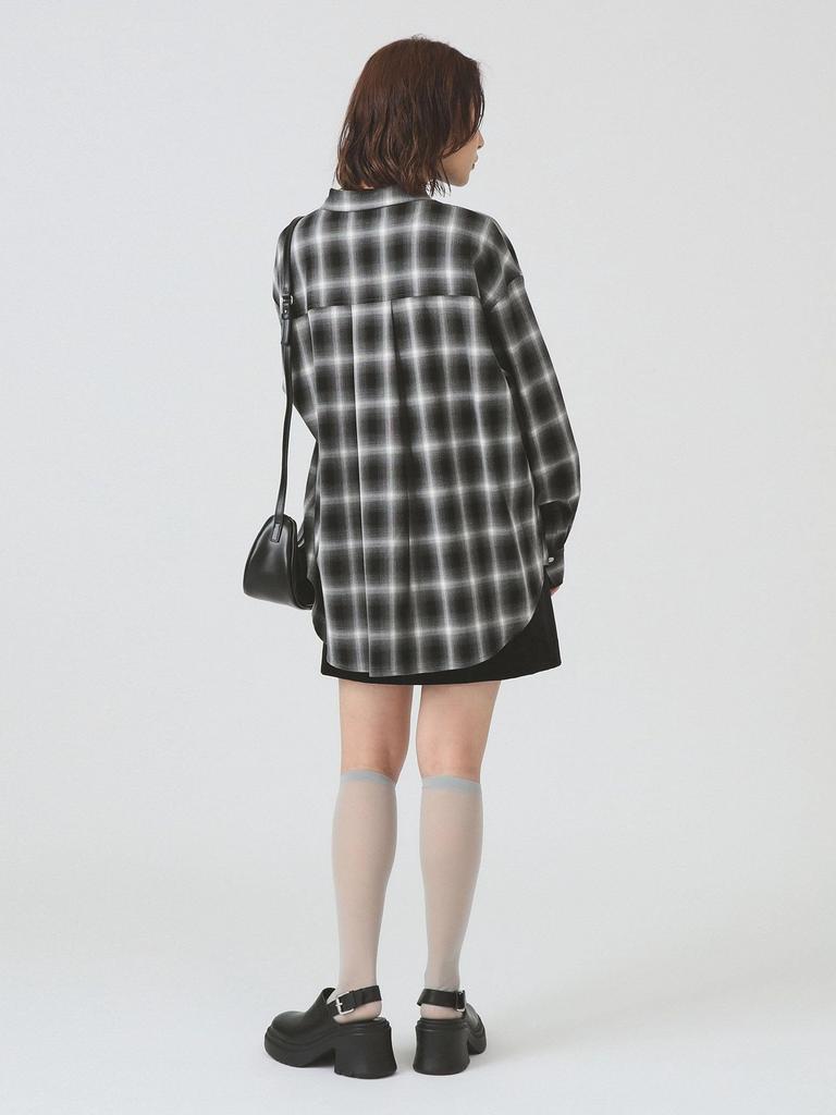 Ray Beams Dam Ombre Rutig Oversized Skjorta, Svart, One Size, Stor/Storleksanpassad Skjorta/Blus