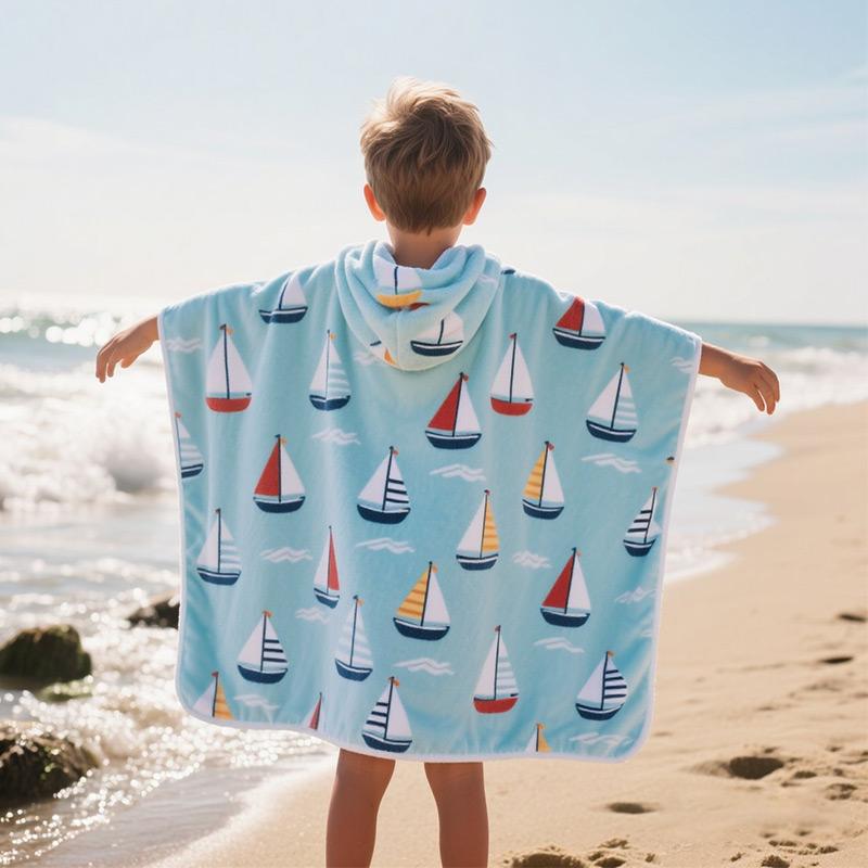 Super Soft Coral Fleece Cute Cartoon Hooded Spa Wrap Quick Dry Kids Bath Towel