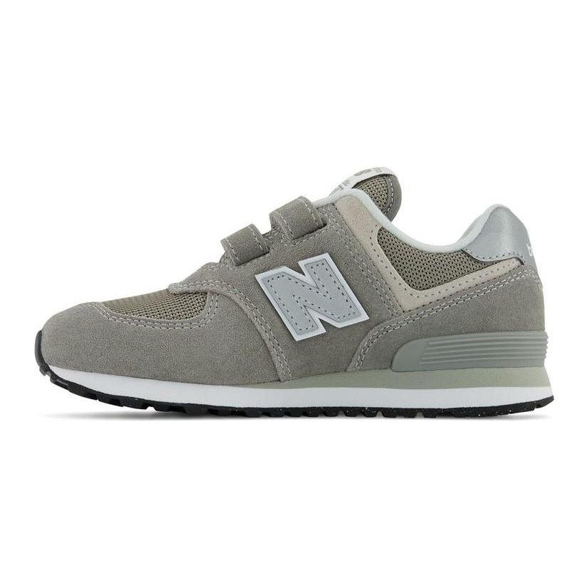 

New Balance Kids 574 Hook And Loop Grey White PV574EVG 35