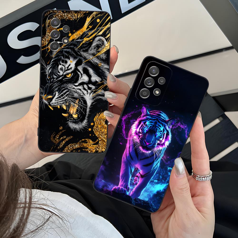 Tiger Neon Mobile Cell Phone Case for Samsung Galaxy A56 55 54 53 52 51 36 35 34 23 16 15 5G Colorful Cover Pretty Cover Luxury