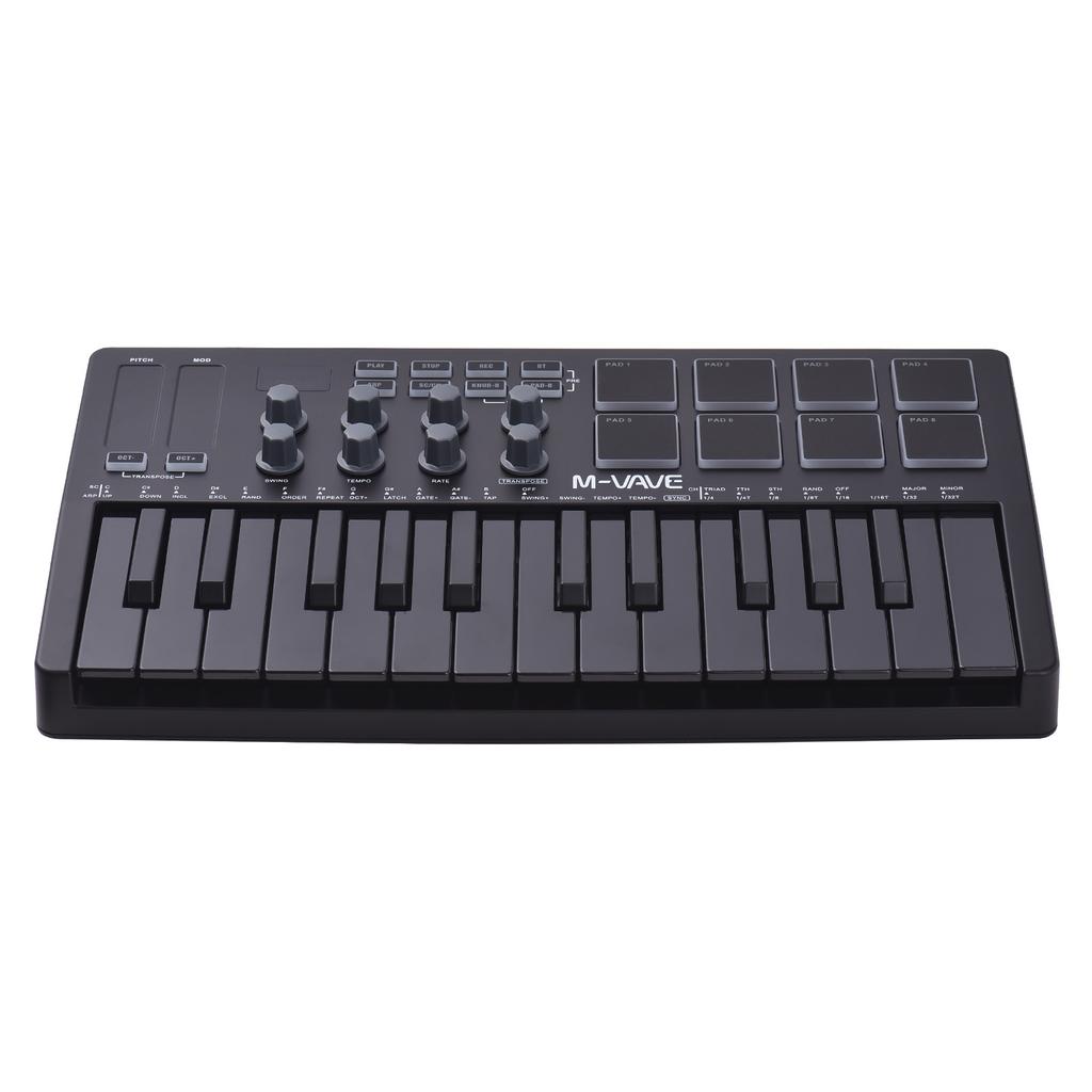 MIDI Keyboard Controller Beat Maker Machine Rechargeable 25 Keys MIDI Keyboard Portable Arranging Strike Pad RGB