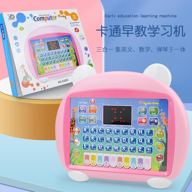 English Version Led Display Children'S Tablet Computer Learning Point Reading Machine Toys, Cartoon Puzzle Early Education Machine
