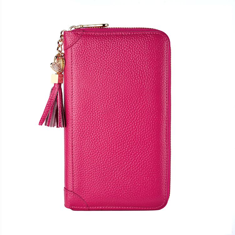 Women's RFID-Blocking Cowhide Card Holder with Zipper and Anti-Demagnetization for Credit Cards and Driver's License