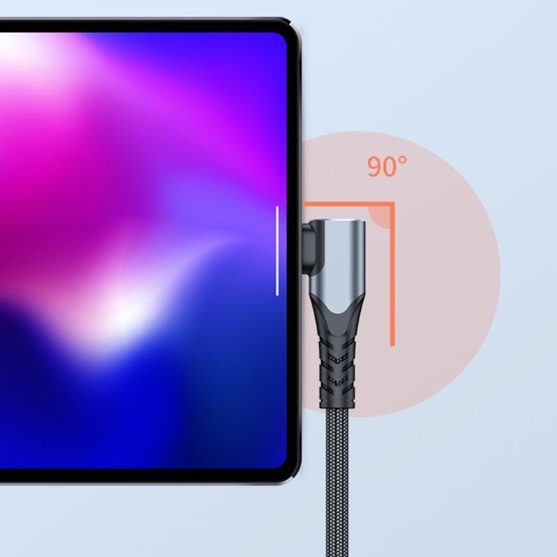 Mobile Phone 90 Degree Quick Charging 100W Fast Charging USB C to USB C Cable Wire Right Angle Data Charging Cable
