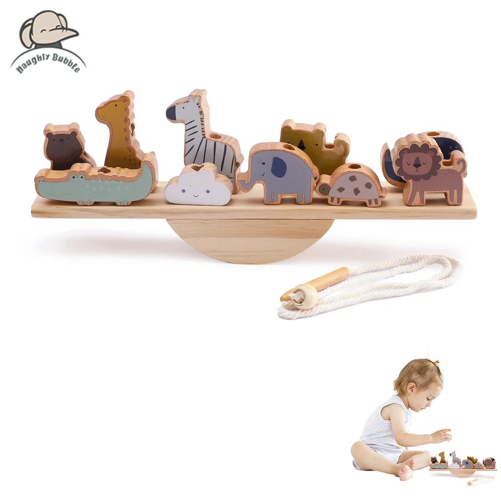 Wooden Forest Animals Balance Seesaw Toys Montessori Educational Toys Cartoon Animal Building Blocks Baby Puzzle Game Baby Gift