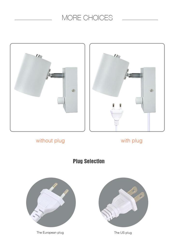 Adjustable Angle Modern Minimalist Bedside Wall Lamp with GU10 Spotlight for Living Room