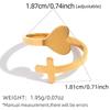 304 Stainless Steel Heart Cross Open Rings for Women Men Romantic No Fading Adjustable Couple Rings Valentine's Day Jewelry Gift