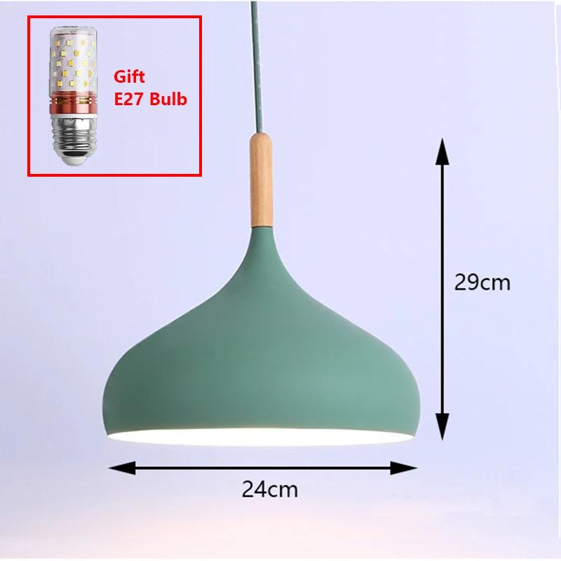 

Разноцветные люстры, подвесные светильники, деревянные подвесные светильники для ресторанов, светильники, современные светодиодные E27, подвесные светильники Loft White Light зелёный