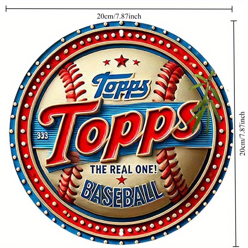 2d Flat 20*20cm Baseball Circular Wooden Plaque Red, White, and Blue Wooden Murals, Rustic Decor for Home, Garages Cafe, or Bar, Sports Themed Design.