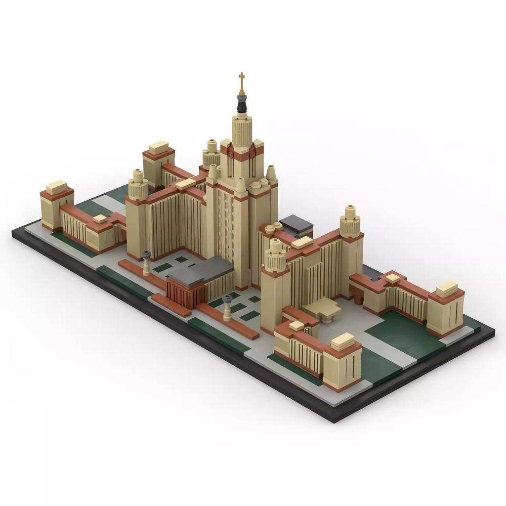 Non-Toxic Moc Moscow State University Skyline Architecture Street View Series Assembly High Difficulty Building Block Model Set Male