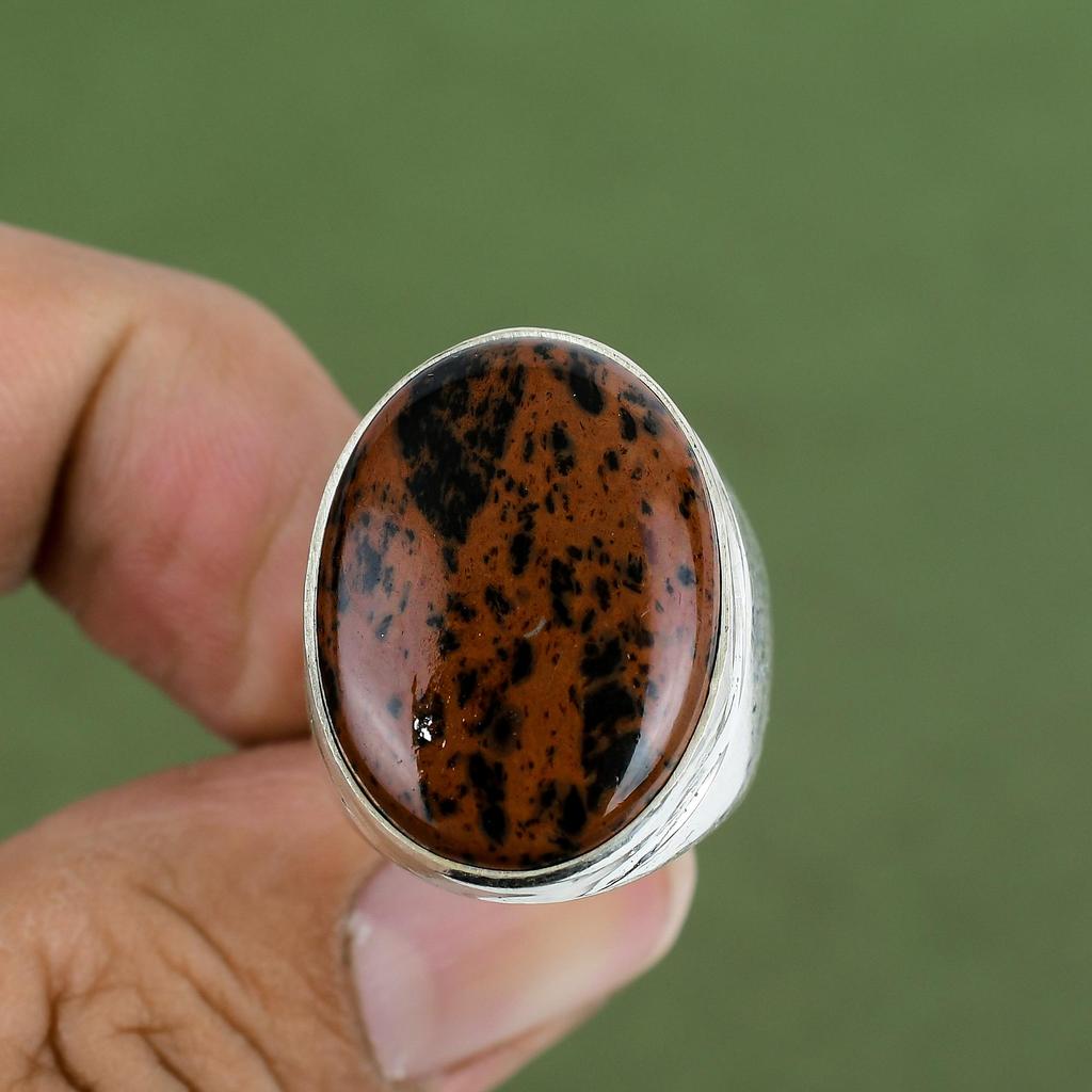 Mahogany Obsidian Ring 925 Sterling Silver Rings Handmade Ring Mahogany Obsidian Gemstone Jewelry Gifts For Mother Available In Ring Size