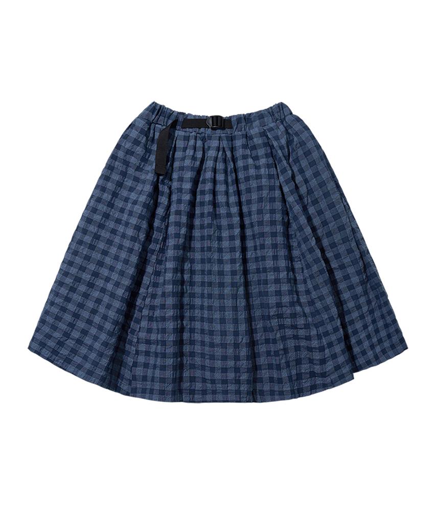 Kaepidijain Cn Belted Flare Skirt (Blue Check)