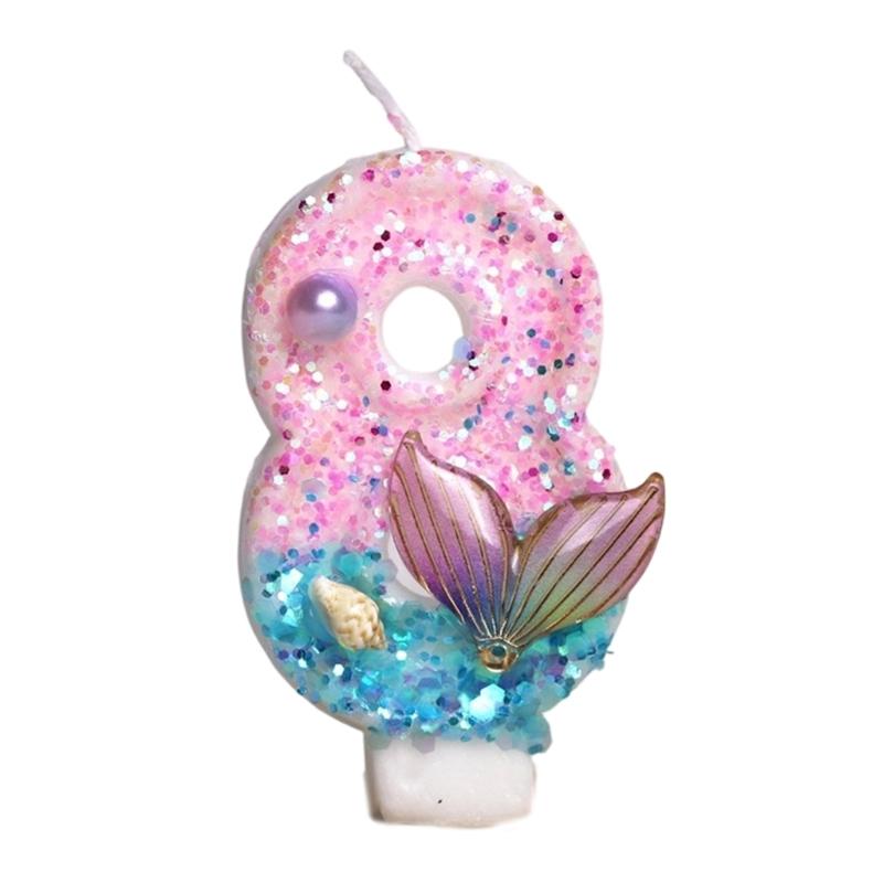 Ocean Mermaids Themed Birthday Number Candle Paraffins Wax Safe For Kids Girls Parties And Cake Toppers Decorations