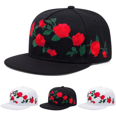 Chapeau plat à bord plat mode créative Csbl Broderie Rose Loisirs quotidiens Trajet Casquette de baseball protection solaire Chapeau hip hop pop de rue