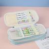Spacious Macaron Colored Retractable Oxford Pencil Case - Compact Japanese & Korean Style for Students