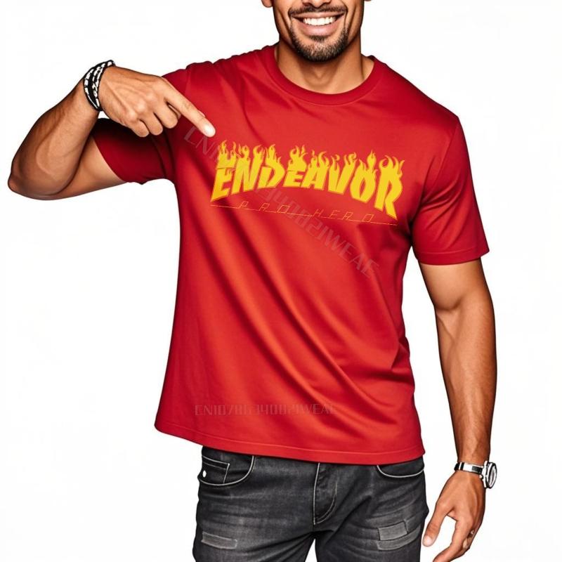 Man t shirt Streetwear Everyday Tees Endeavor With Flame Design Soft Cheap Tshirt Anime Cotton Short Sleeve Shirt S