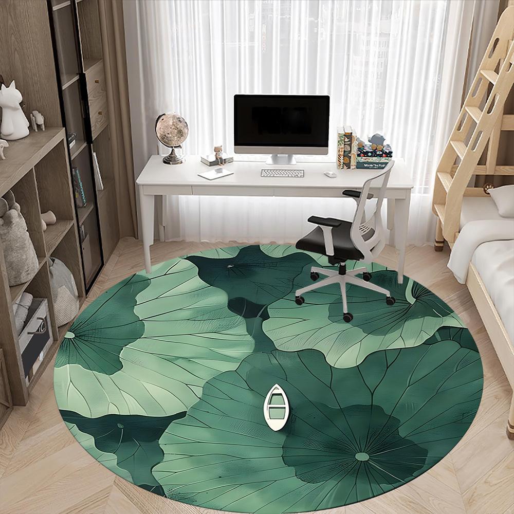 1pc Lotus Leaf Boat Office Round Area Rug, Indoor Mat Suitable For Office, Under Office Chairs Bedroom Living Room Home Decor, Room Deco