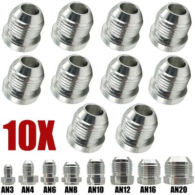 10x AN3 AN4 AN6 AN8 AN10 AN12 AN16 AN20 männlicher Schweißanschluss-Adapter Schweißnippel Aluminium Schlauchleitung Rohr Gerader Anschluss Silber