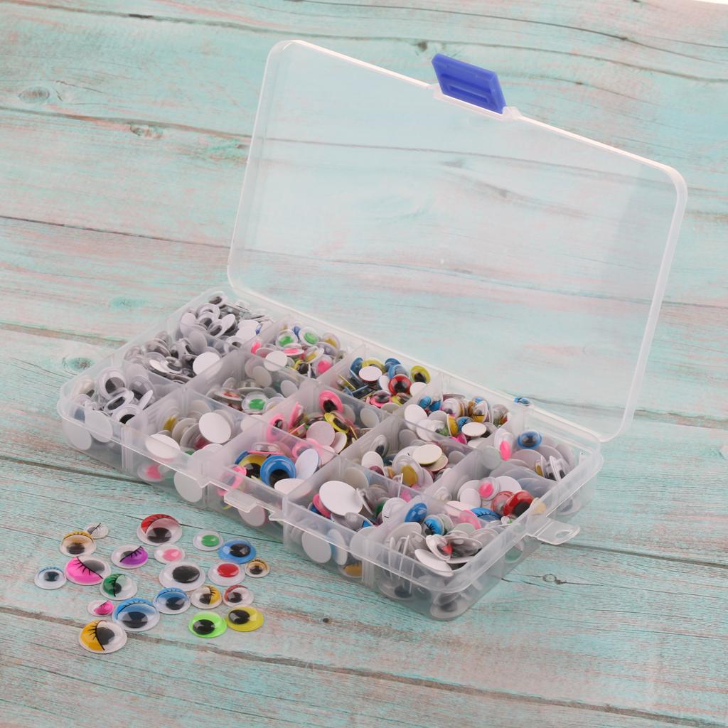 600Pcs Plastic Wiggle Googly Eyes with Box, For Teddy Doll Soft Toy DIY Making, 8-15mm, Self-