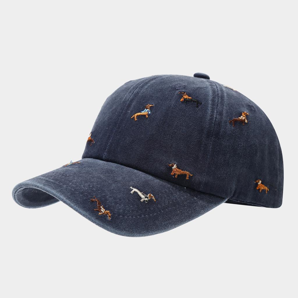 Berretto da Baseball Unisex con Ampio Visiera Morbido per Esterno Ricamato Decorato Cappellino a Becco d'Anatra con Cane Piccolo Retrò Street Cappellino a Becco d'Anatra