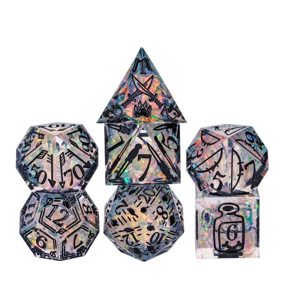 Cusdie Unique DND Dice Sharp Edges D4 D6 D8 D10 D% D12 D20 Polyhedral Dice Set for Dungeons&Dragons Tabletop Role Playing Games