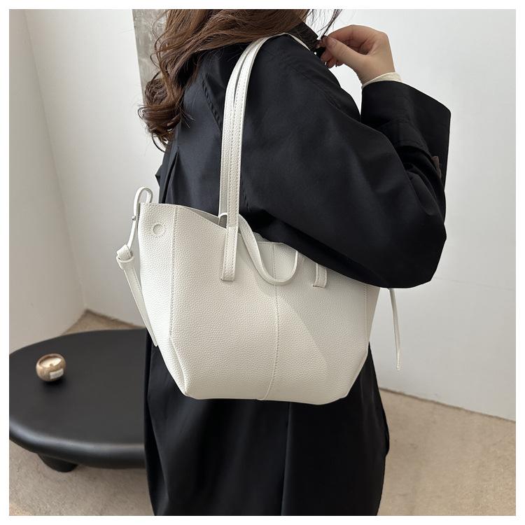 Chic Korean Style Faux Leather Tote Bag for Women, Spacious Structured Shoulder Handbag, Casual Commute Work Bag KTB