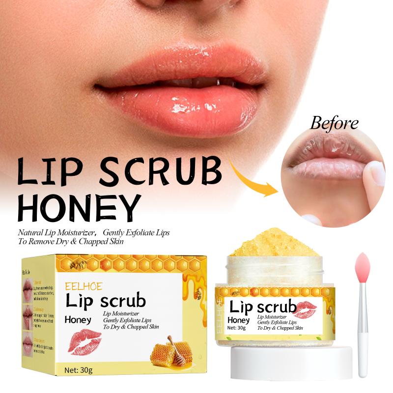 Lip Scrub Fruit Strawberry Orange Honey Brightening Lip Color Exfoliating Deep Cleaning Dead Skin Lipstick Moisturizing Lip Care one size