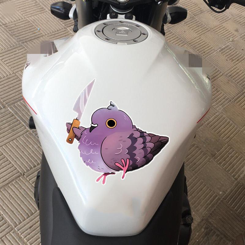 JT127#14.5x15cm Angy Pigeon with a Knife Sticker Decoration Motorcycle External Accessories Waterproof Vinyl Decals