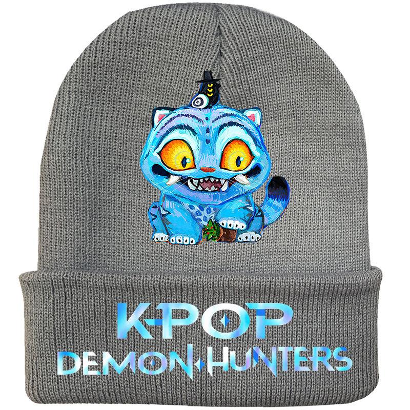 K Pop Dämonenjäger Cartoon Buchstaben Print Strickmützen Herbst Winter Erwachsene Outdoor Warme Mütze