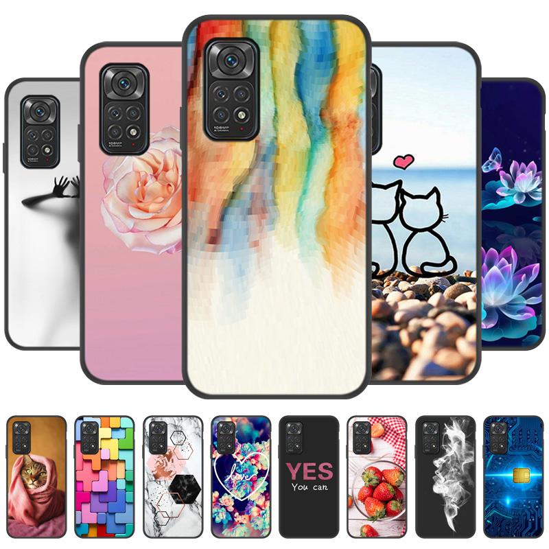 

Силиконовый чехол для Xiaomi Redmi Note 11 Для Xiaomi Redmi Note 11S Черный Кремний Симпатичные узоры Крышка телефона Ударопрочный чехол для телефона