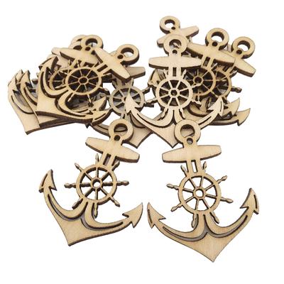 10pcs Unfinished Wooden Anchor Shapes Hanging Gift Tags Embellishment Crafts