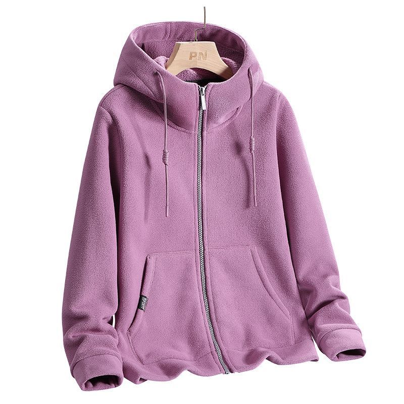 Couple Plus Fleece Sweater Unisex Same Style Autumn and Winter Casual Loose Outdoor Cardigan Lamb Fleece Jacket
