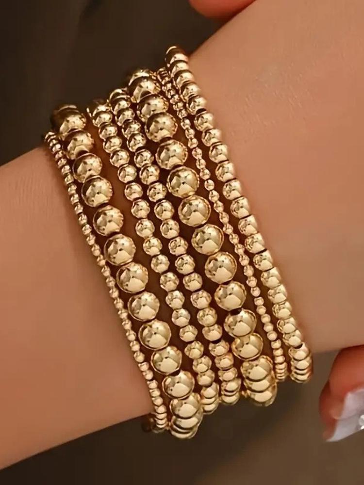 Set di 7 Braccialetti Minimalisti Vintage con Perline per Donna Moda Eleganti Braccialetti Fatti a Mano Gioielli per Uso Quotidiano Feste Vacanze Regali