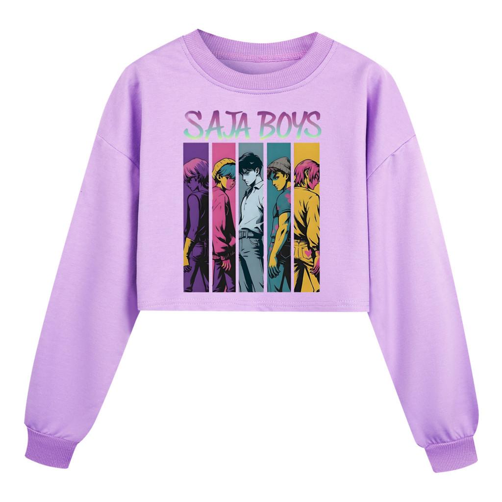 Kids Girls Anime Cartoon POP Singer Super Star Mira Rumi Zoey Saja Boys Printed Casual Long Sleeves Round Neck Sweatshirt Top