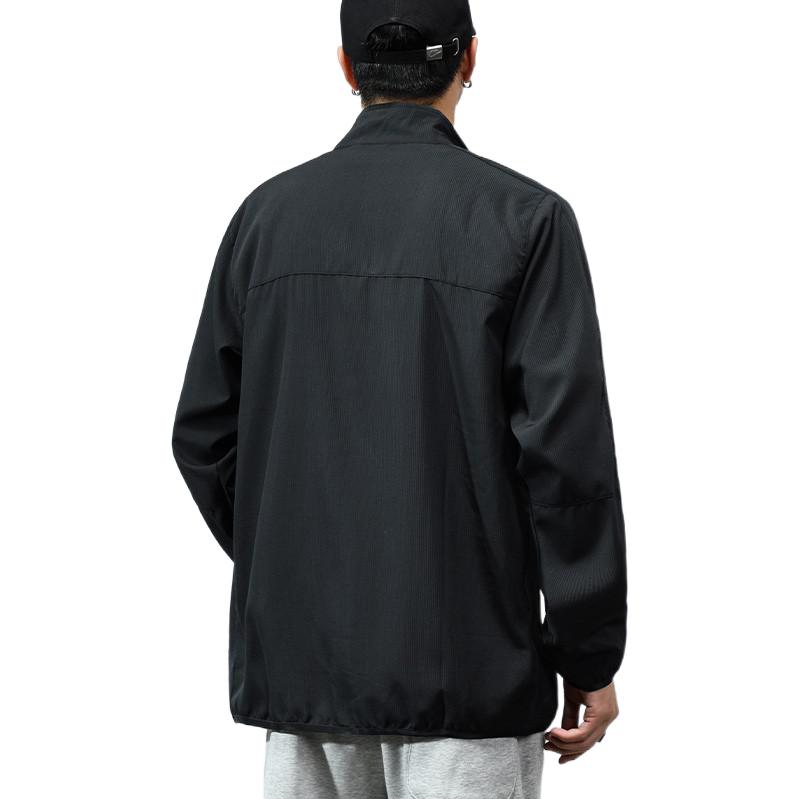 Li Ning Solid Color Stand Collar Zipper Brand Logo Embroidered Loose Long Sleeve Jacket Men jackets Black AJDR475-3