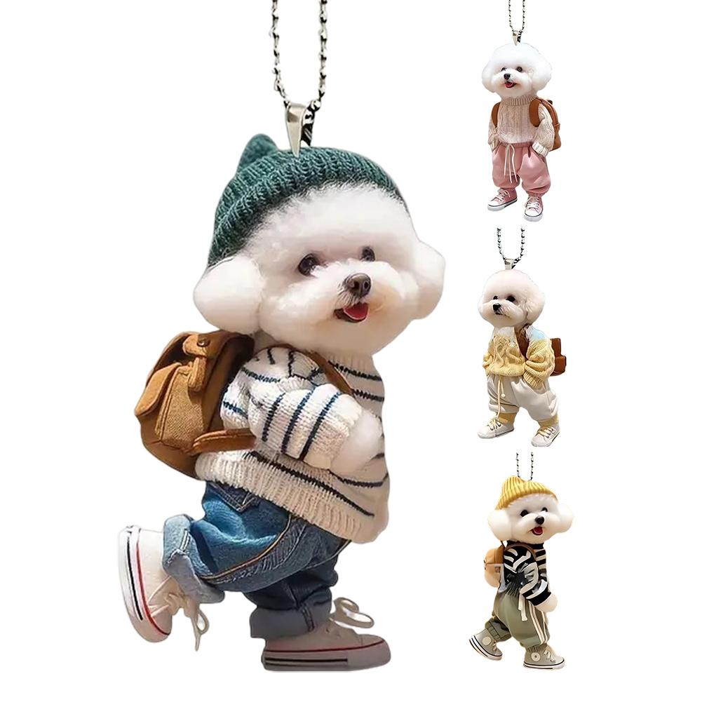 Backpack Rearview Mirrors Pendant Acrylic Car Hanging Ornaments Realistic Auto Rearview Mirror Ornament Car Interior Decoration