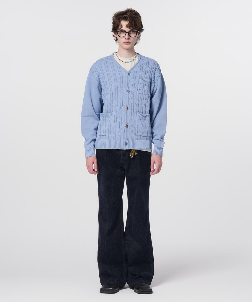 Hongwoosung Loose Fit Jewelry Button Cardigan_Sky Blue
