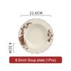 SOLECASA European Style Retro Ceramic Tableware Rose Pattern Bowl Plates Dessert Dish Spaghetti Plate Fruit Salad Bowl household