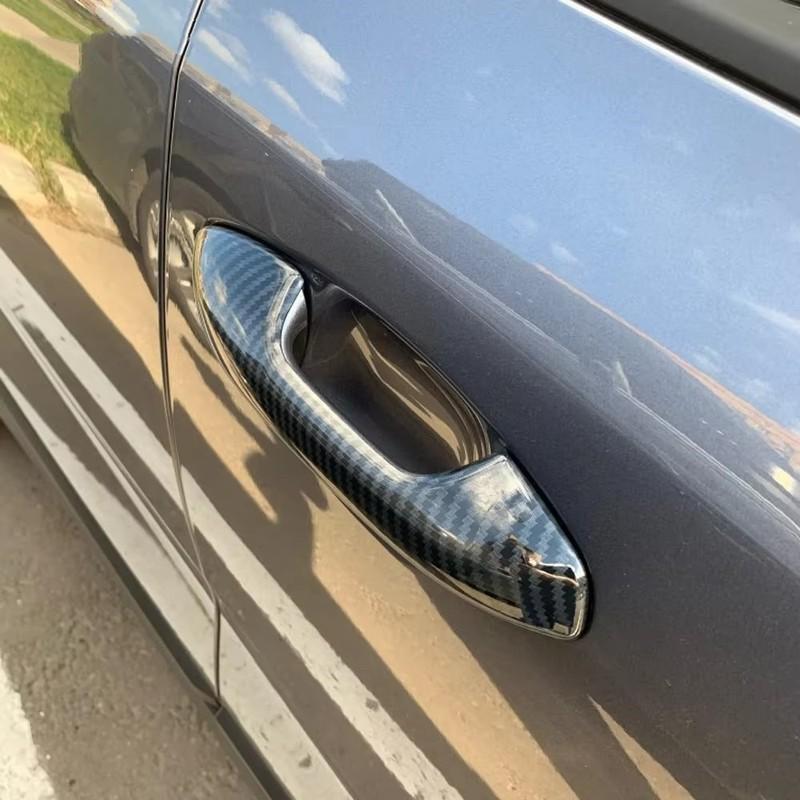 Für Kia Rio 4 X-line 2017 2018   ABS Chrom Kohlefaser Auto Türgriff Abdeckung Verkleidung Aufkleber Überlager Styling Zubehör