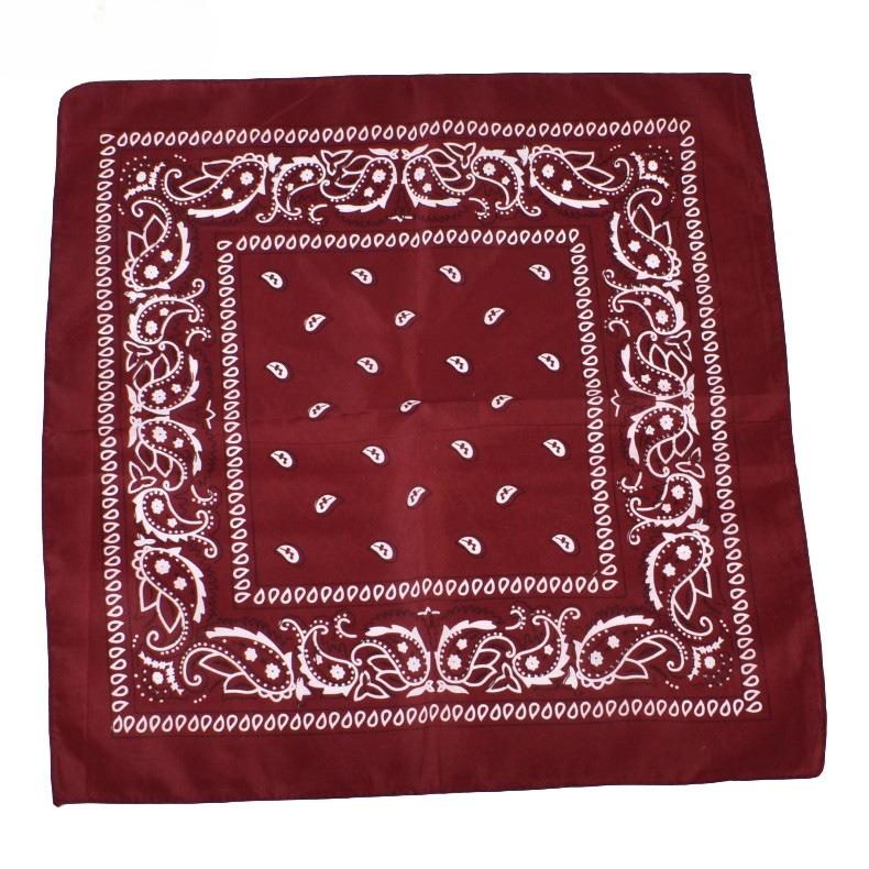 

Hip Hop Cowboy Paisley Scarf Large bandana head Square scarf Men Women 53x53cm Black Red White Wrap Hair Scarves Shaw вина червоного кольору
