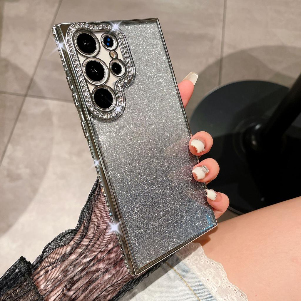 Polvere Scintillante Strass Adatta per Custodia Telefono Cellulare Samsung S25ultra A16 Pacchetto Completo Anti Caduta S24 Lusso A52 Galvanica Custodia Morbida